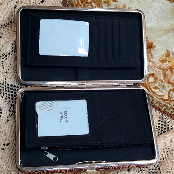 NWOT Dragonfly Faux Leather Purse Wallet Rhinestones Western Tooling Crossbody - Picture 4 of 16